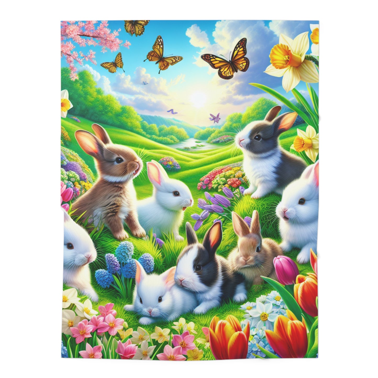 Floral Bunny Baby Swaddle Blanket - Perfect for Spring Celebrations
