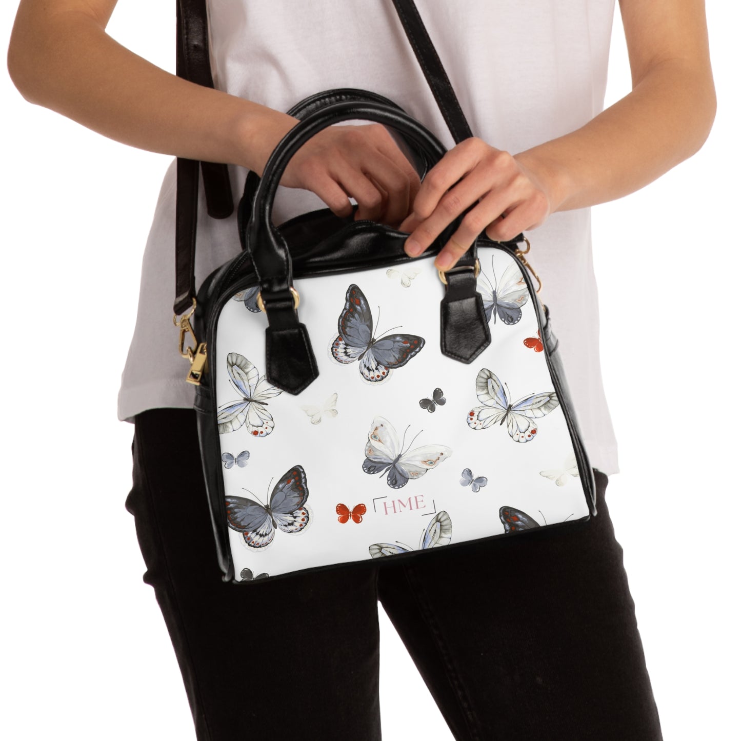 Elegant Butterfly Print Shoulder Handbag - Chic and Stylish Tote for Everyday Use