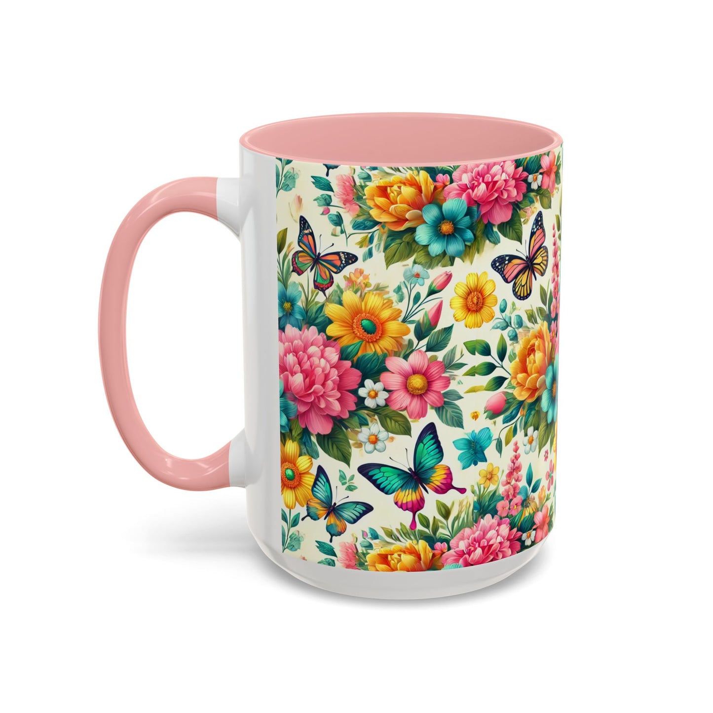 Vibrant Floral Accent Coffee Mug - Perfect for Springtime Sips