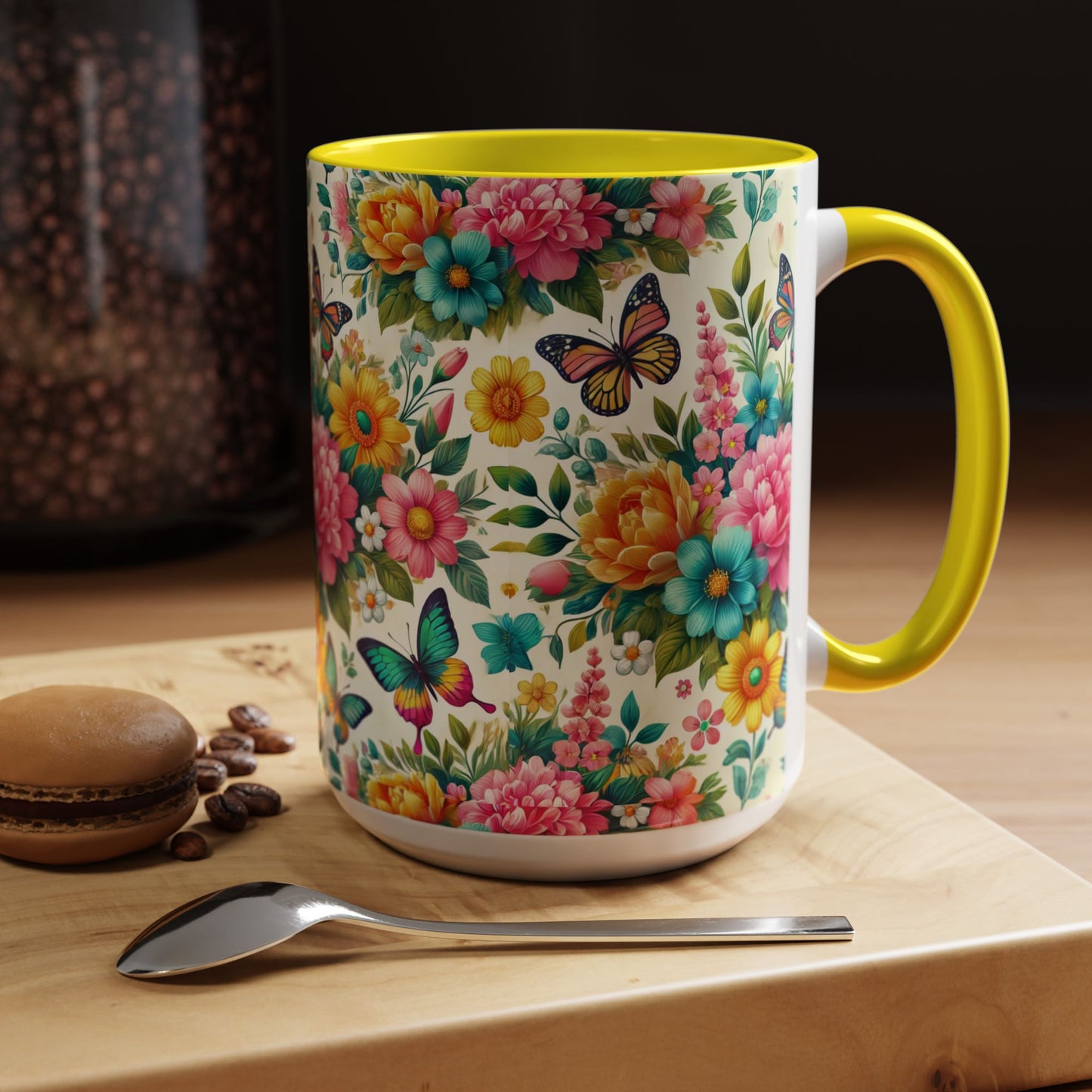 Vibrant Floral Accent Coffee Mug - Perfect for Springtime Sips