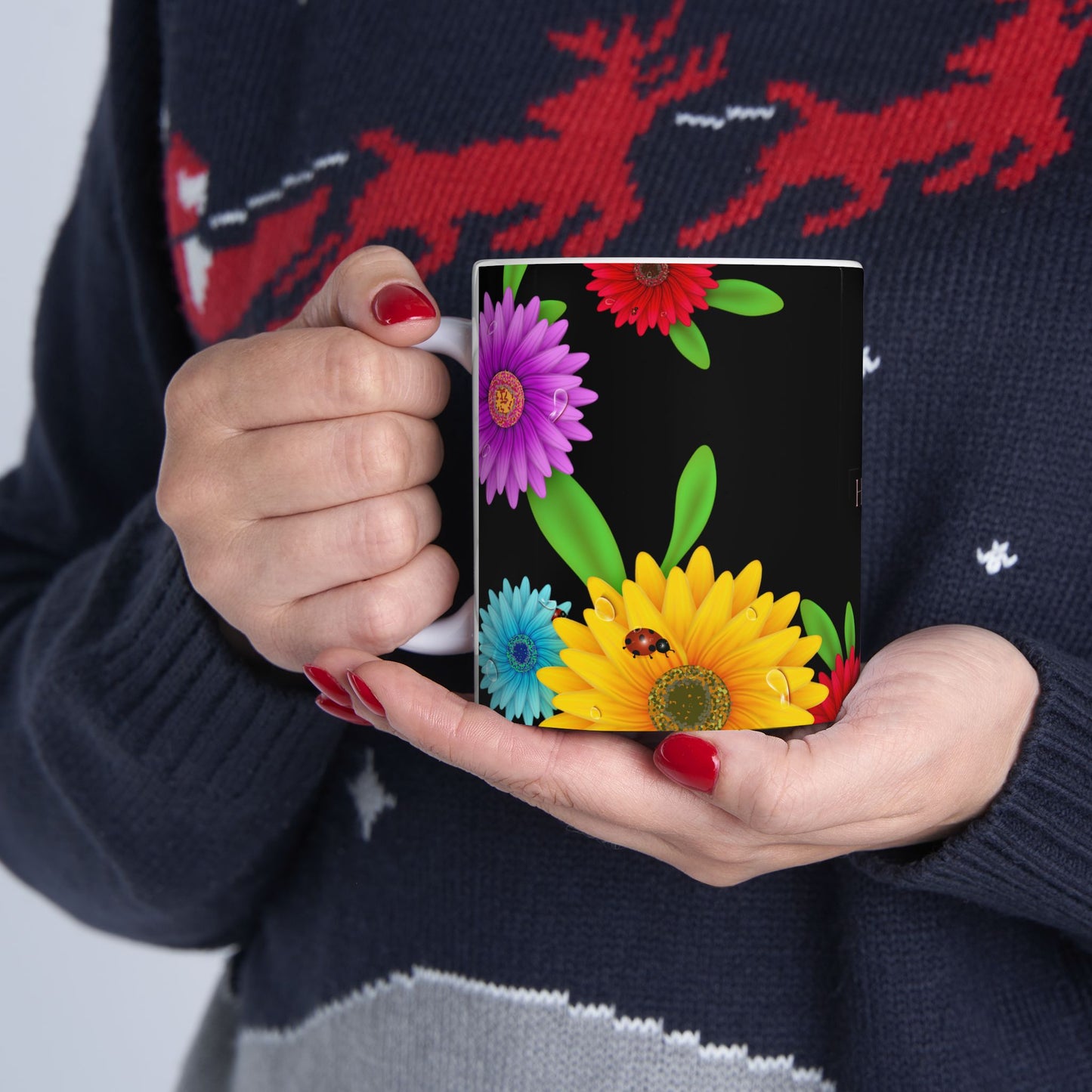 Vibrant Floral Ceramic Mug - Personalized HME Design (11oz, 15oz)