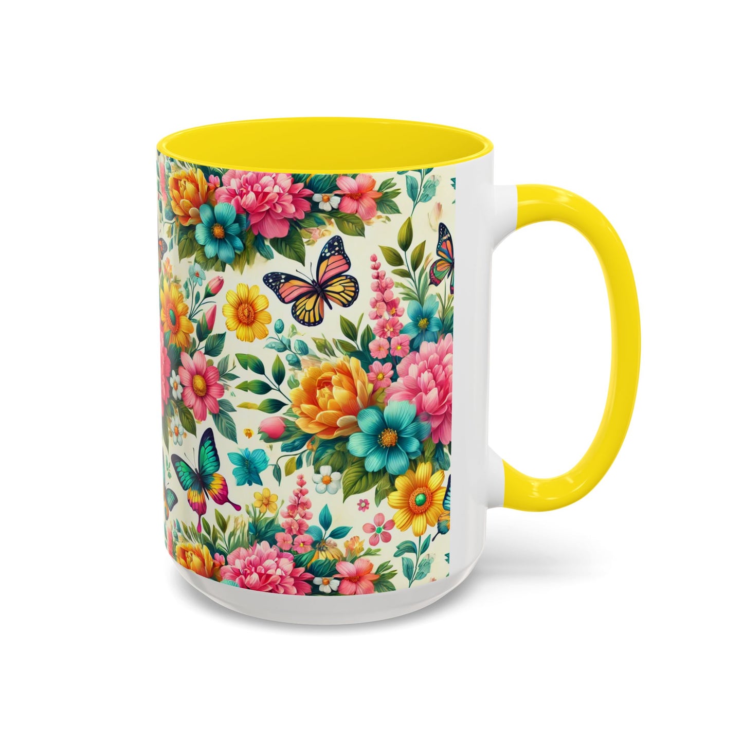 Vibrant Floral Accent Coffee Mug - Perfect for Springtime Sips