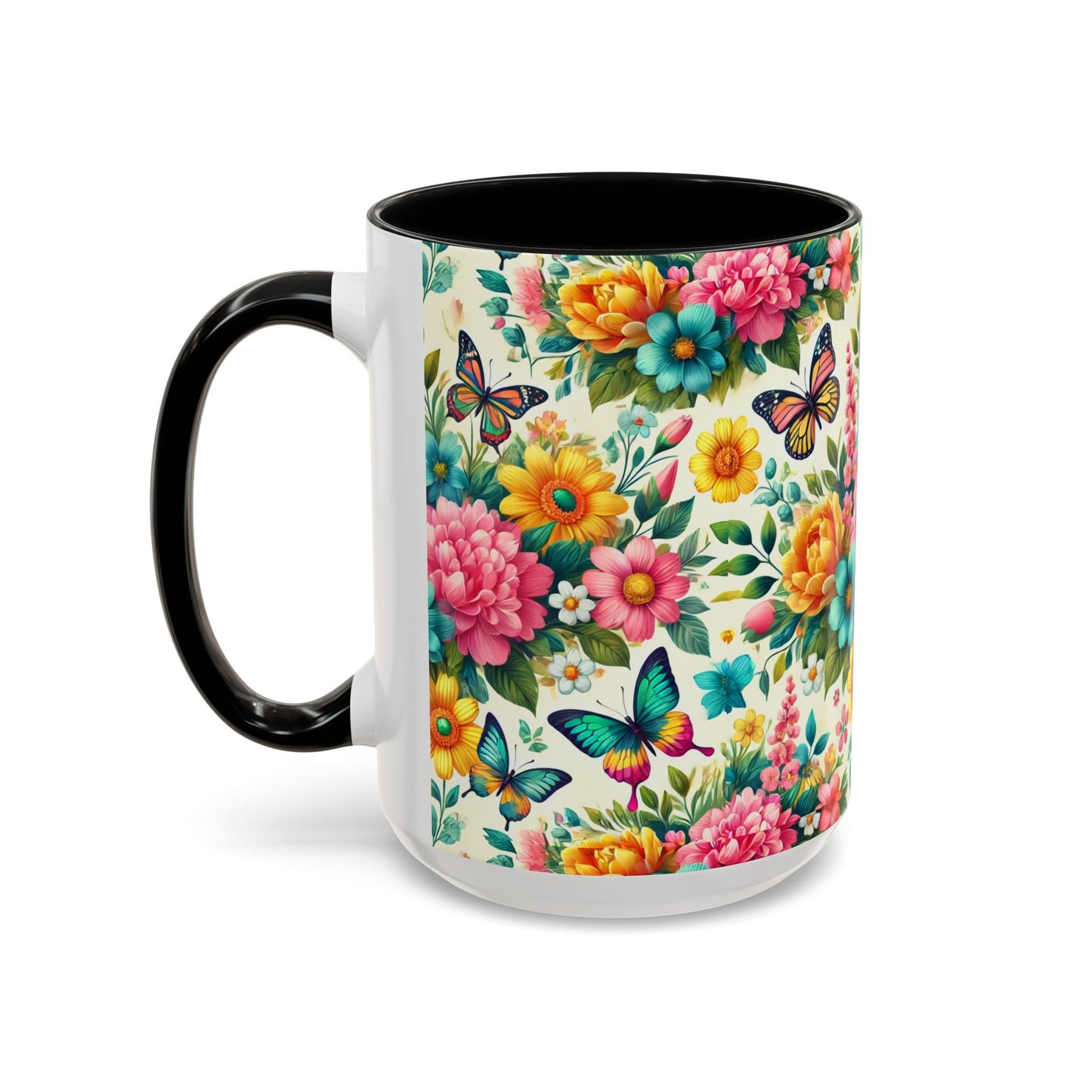 Vibrant Floral Accent Coffee Mug - Perfect for Springtime Sips