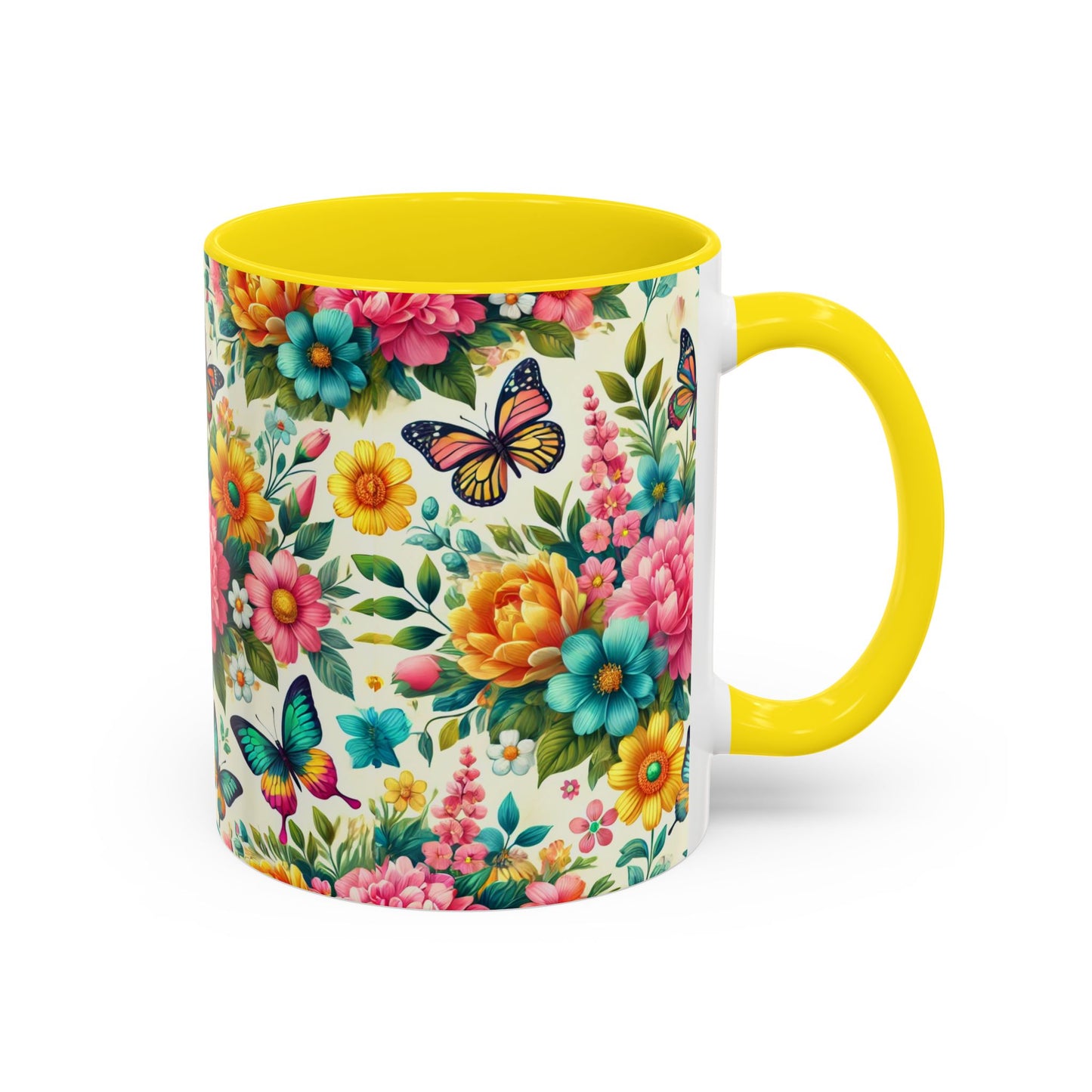 Vibrant Floral Accent Coffee Mug - Perfect for Springtime Sips