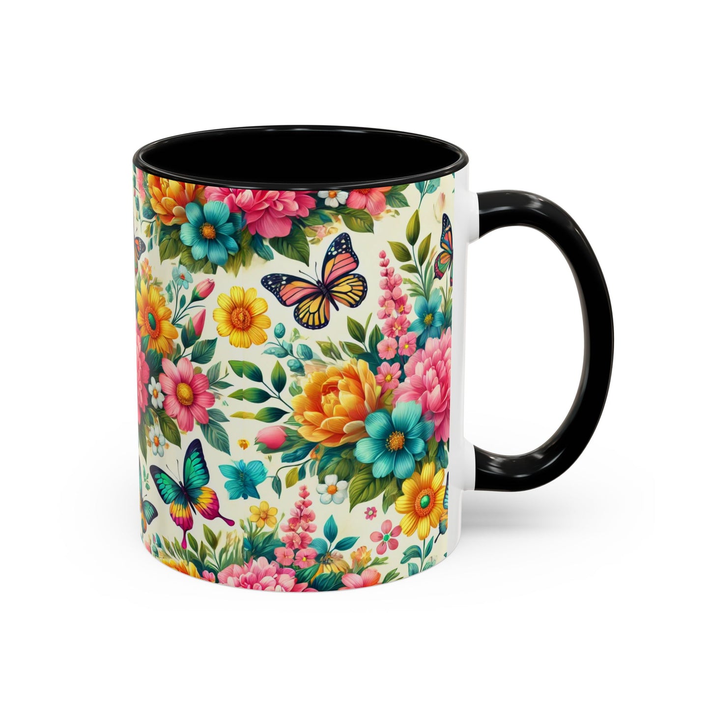 Vibrant Floral Accent Coffee Mug - Perfect for Springtime Sips