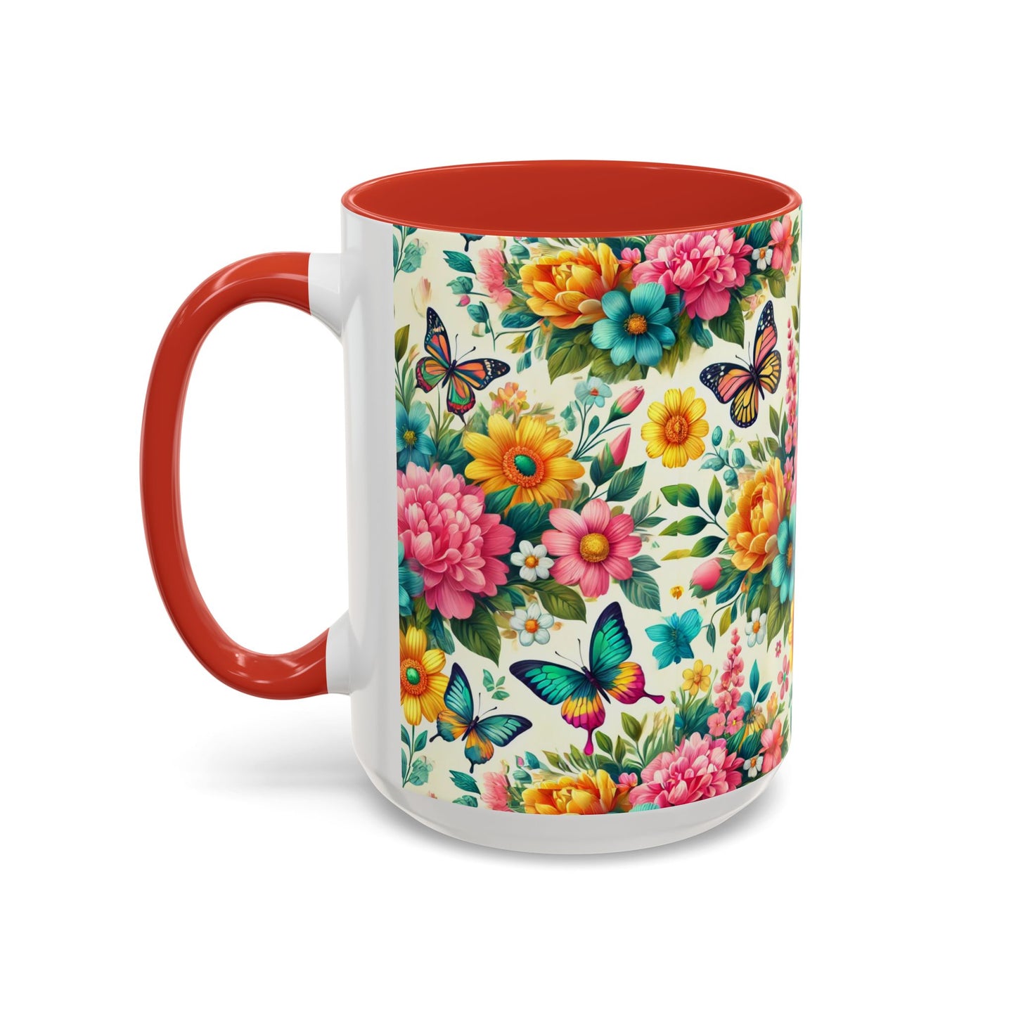 Vibrant Floral Accent Coffee Mug - Perfect for Springtime Sips