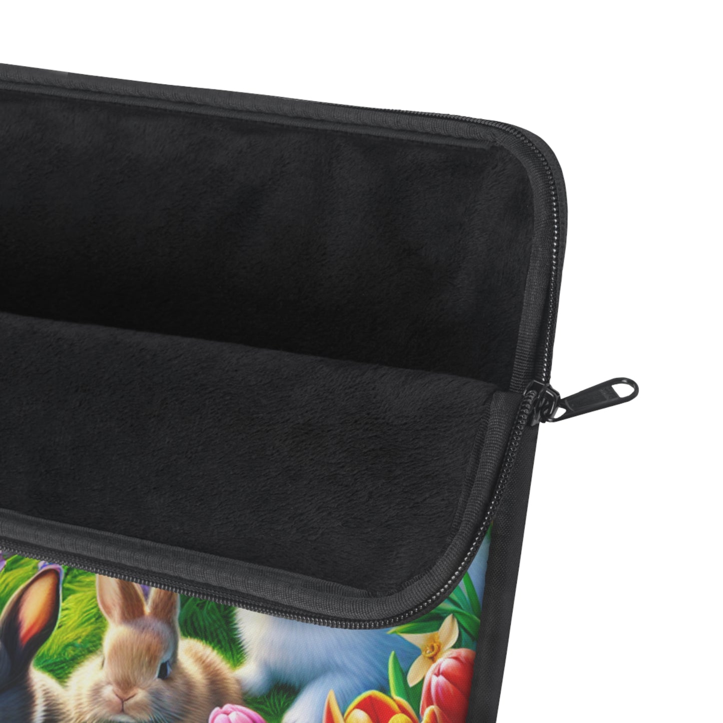 Colorful Bunny Laptop Sleeve - Cute Floral Design for Spring & Easter