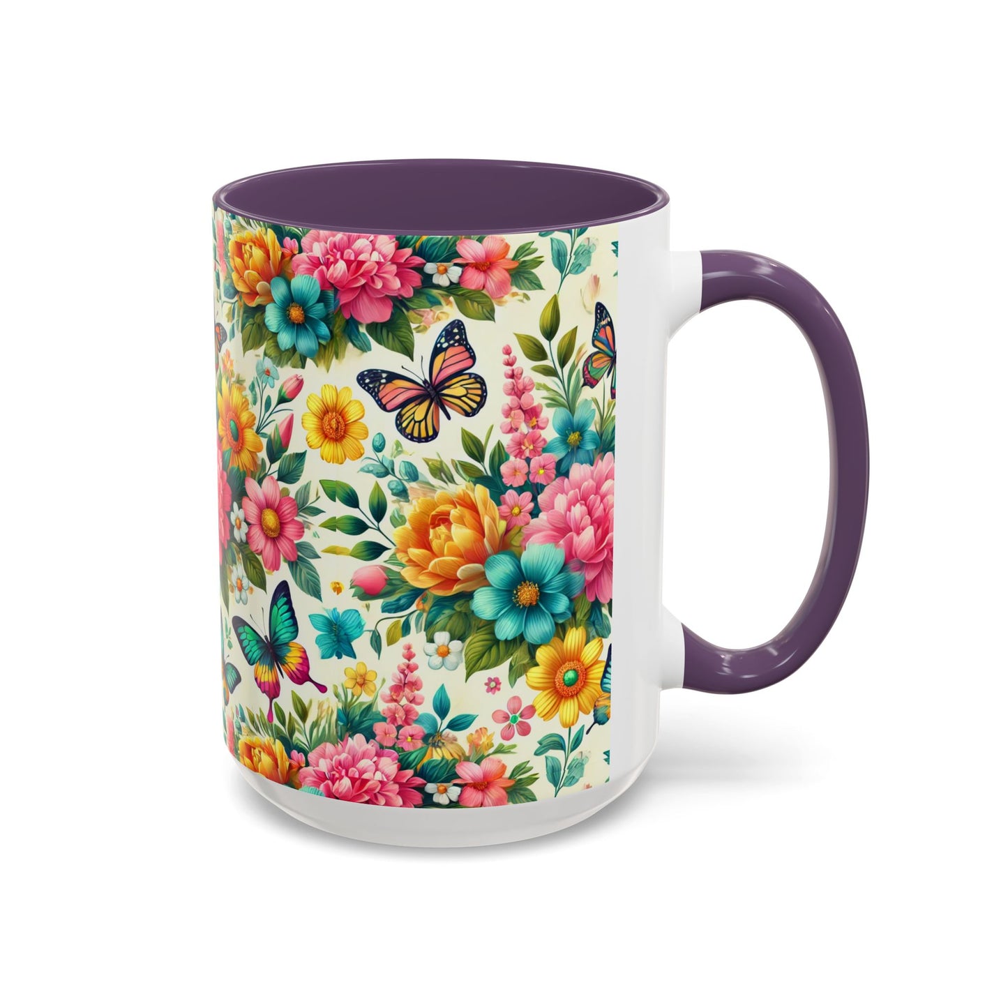 Vibrant Floral Accent Coffee Mug - Perfect for Springtime Sips
