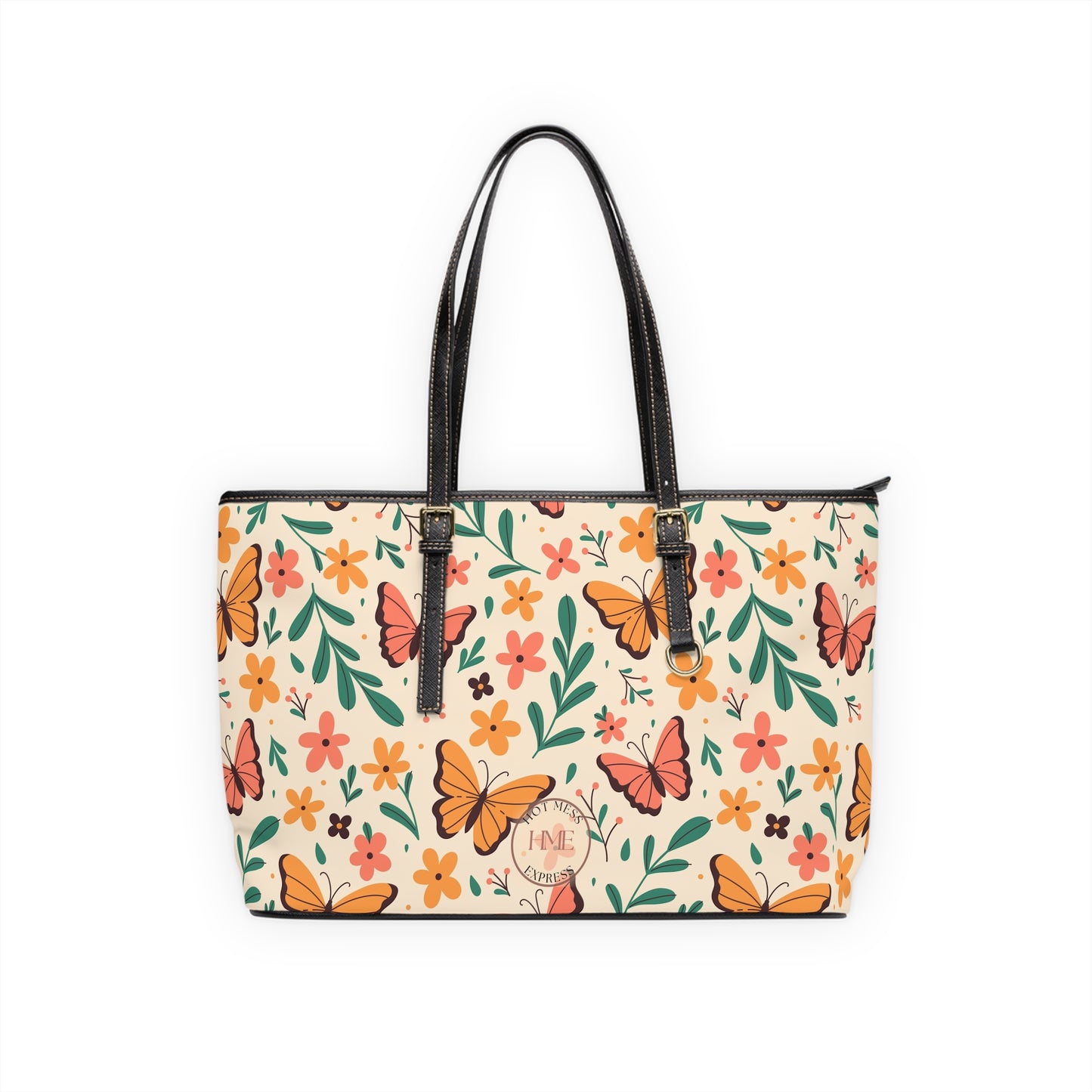 Floral Butterfly PU Leather Shoulder Bag - Stylish Tote for Everyday Use