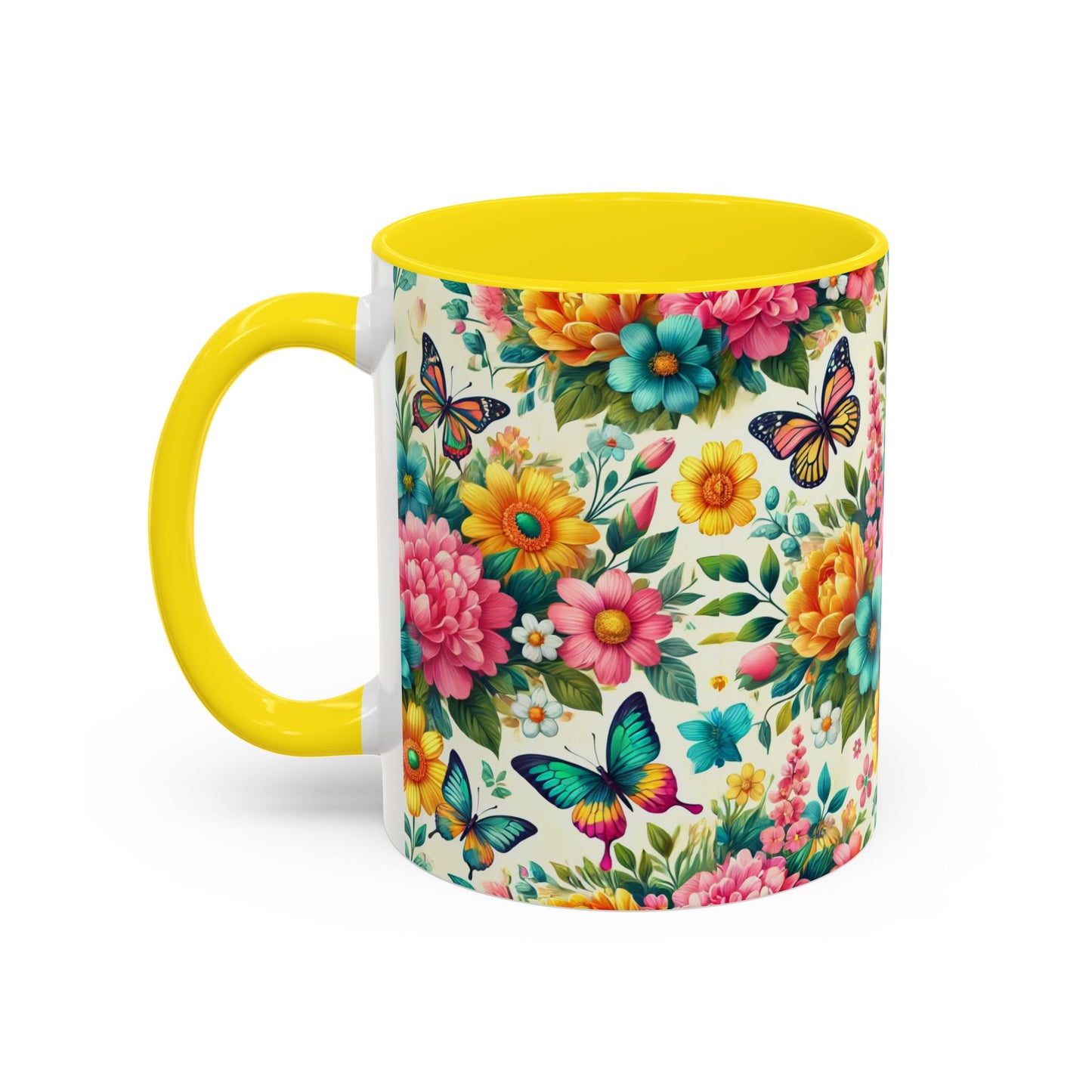 Vibrant Floral Accent Coffee Mug - Perfect for Springtime Sips