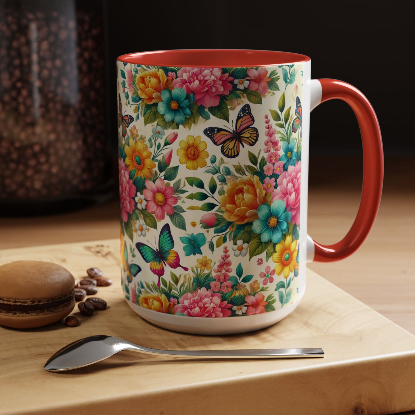 Vibrant Floral Accent Coffee Mug - Perfect for Springtime Sips