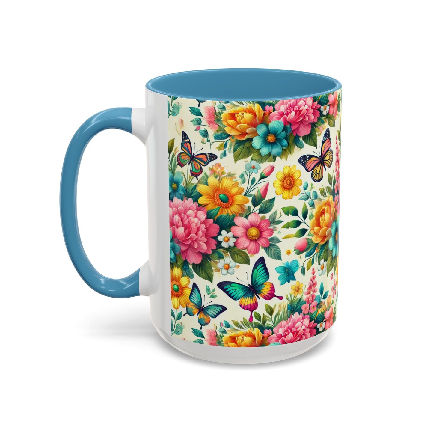 Vibrant Floral Accent Coffee Mug - Perfect for Springtime Sips