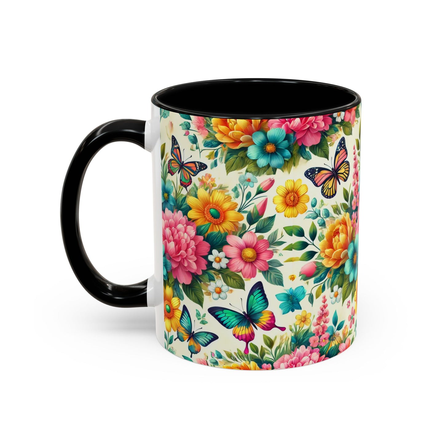 Vibrant Floral Accent Coffee Mug - Perfect for Springtime Sips