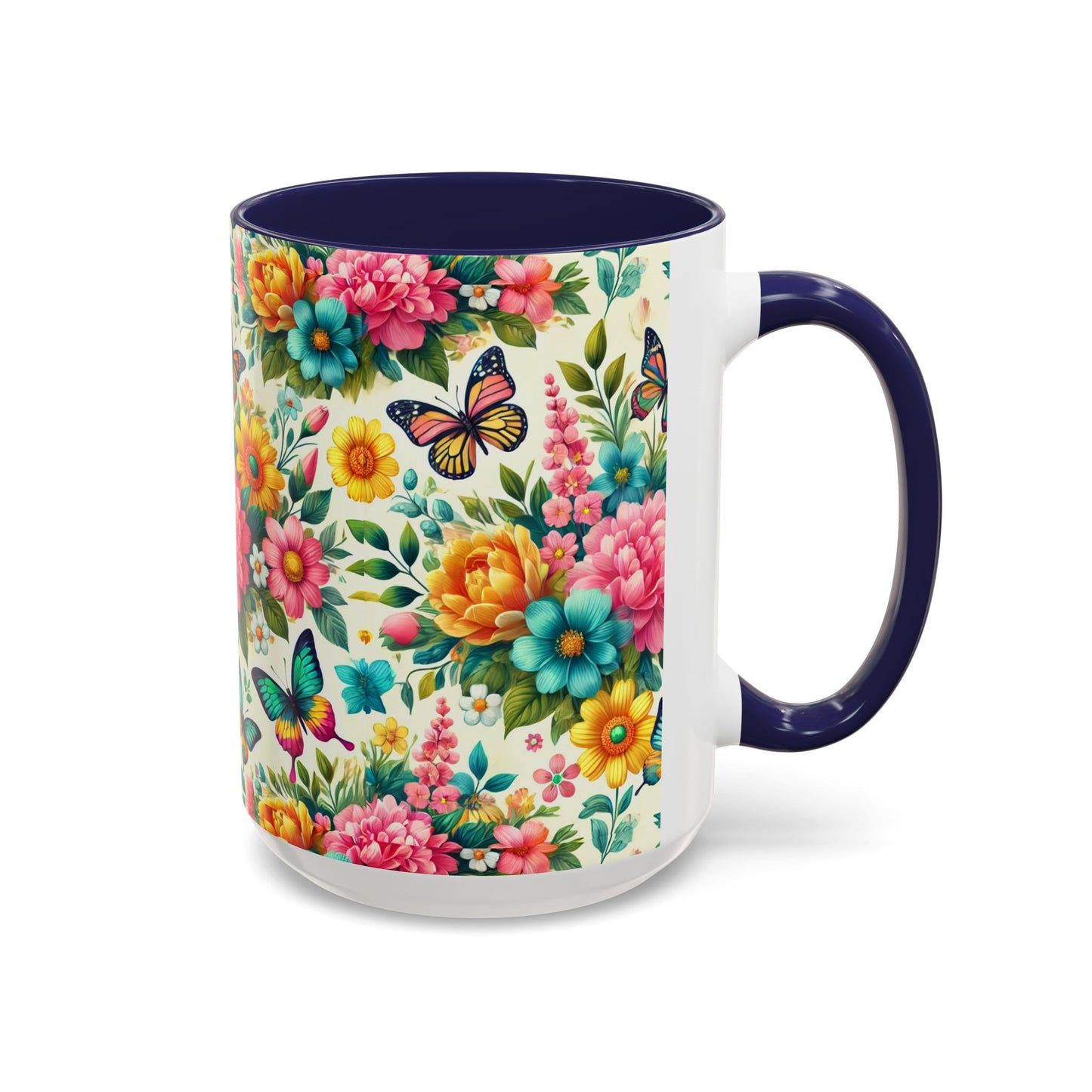Vibrant Floral Accent Coffee Mug - Perfect for Springtime Sips