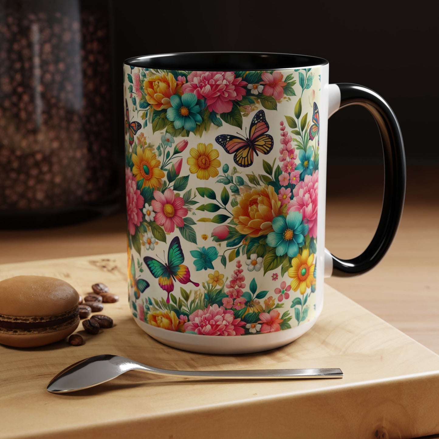Vibrant Floral Accent Coffee Mug - Perfect for Springtime Sips