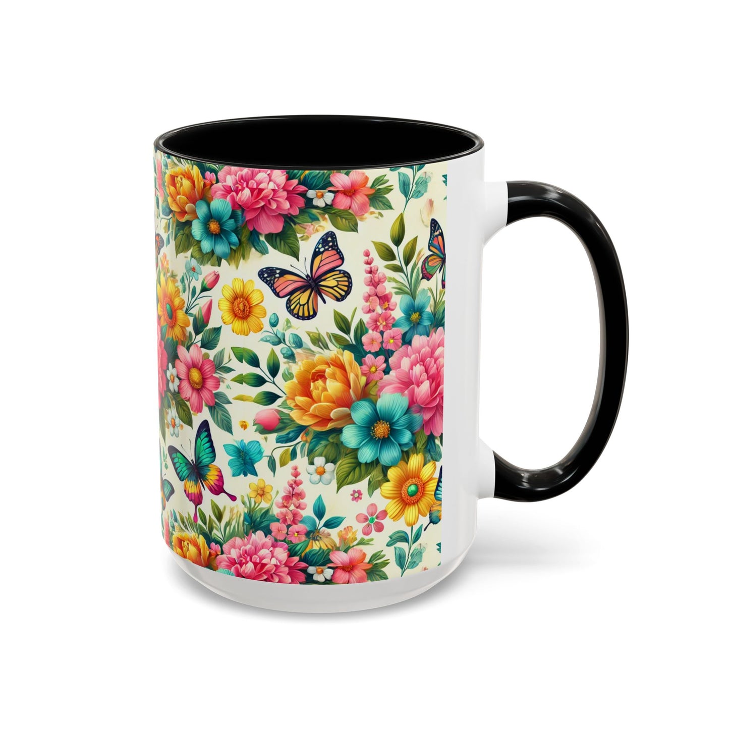 Vibrant Floral Accent Coffee Mug - Perfect for Springtime Sips