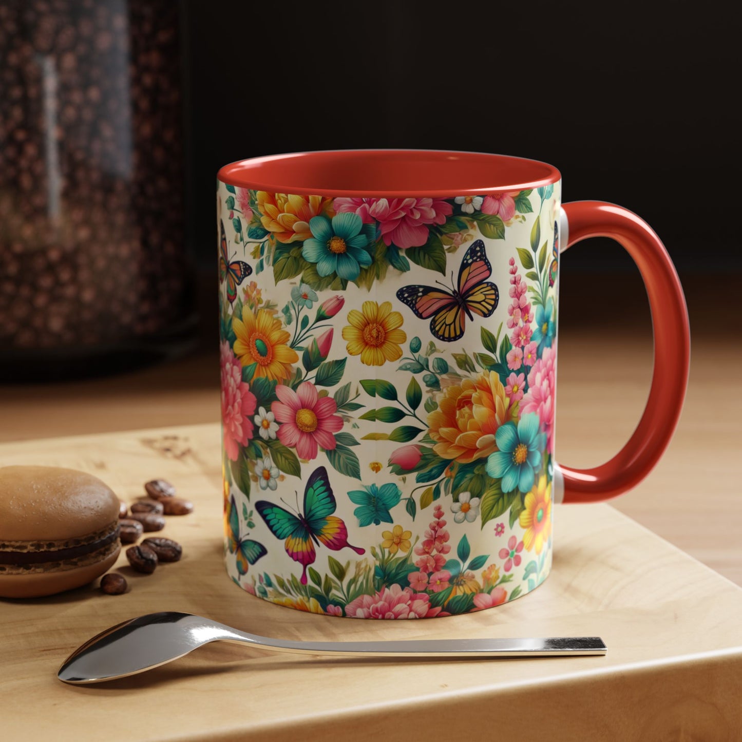 Vibrant Floral Accent Coffee Mug - Perfect for Springtime Sips