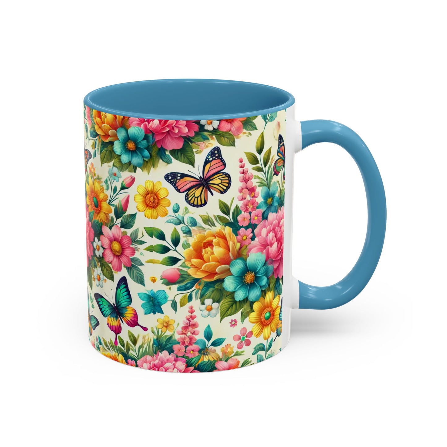 Vibrant Floral Accent Coffee Mug - Perfect for Springtime Sips