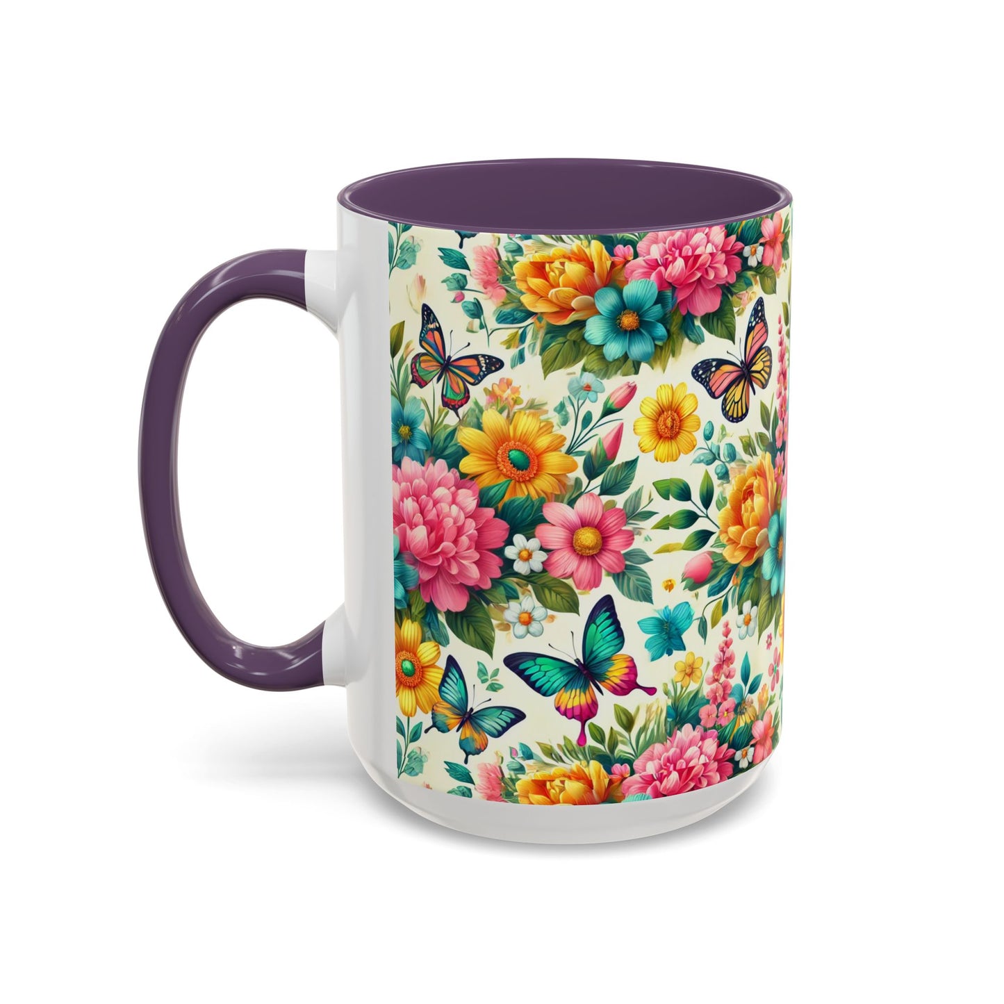 Vibrant Floral Accent Coffee Mug - Perfect for Springtime Sips