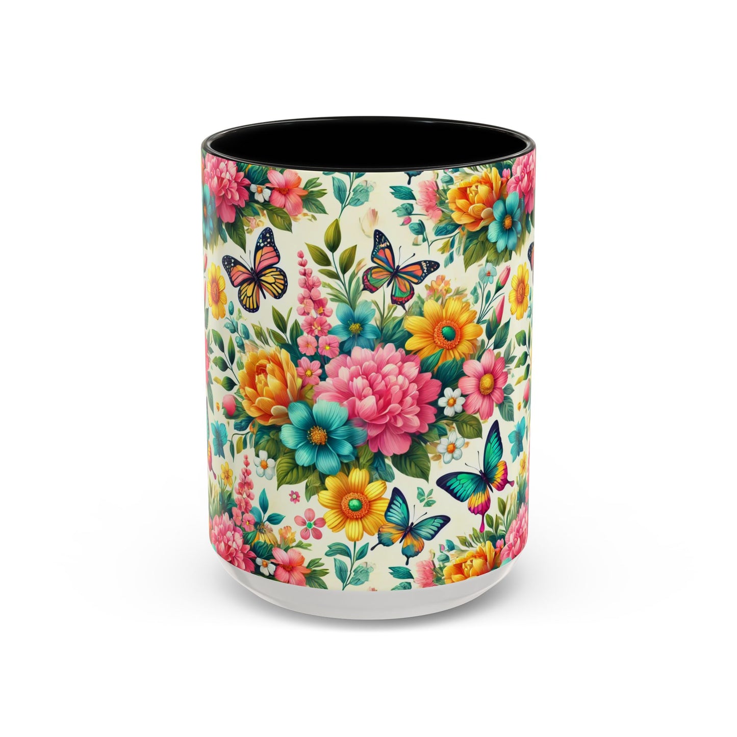 Vibrant Floral Accent Coffee Mug - Perfect for Springtime Sips