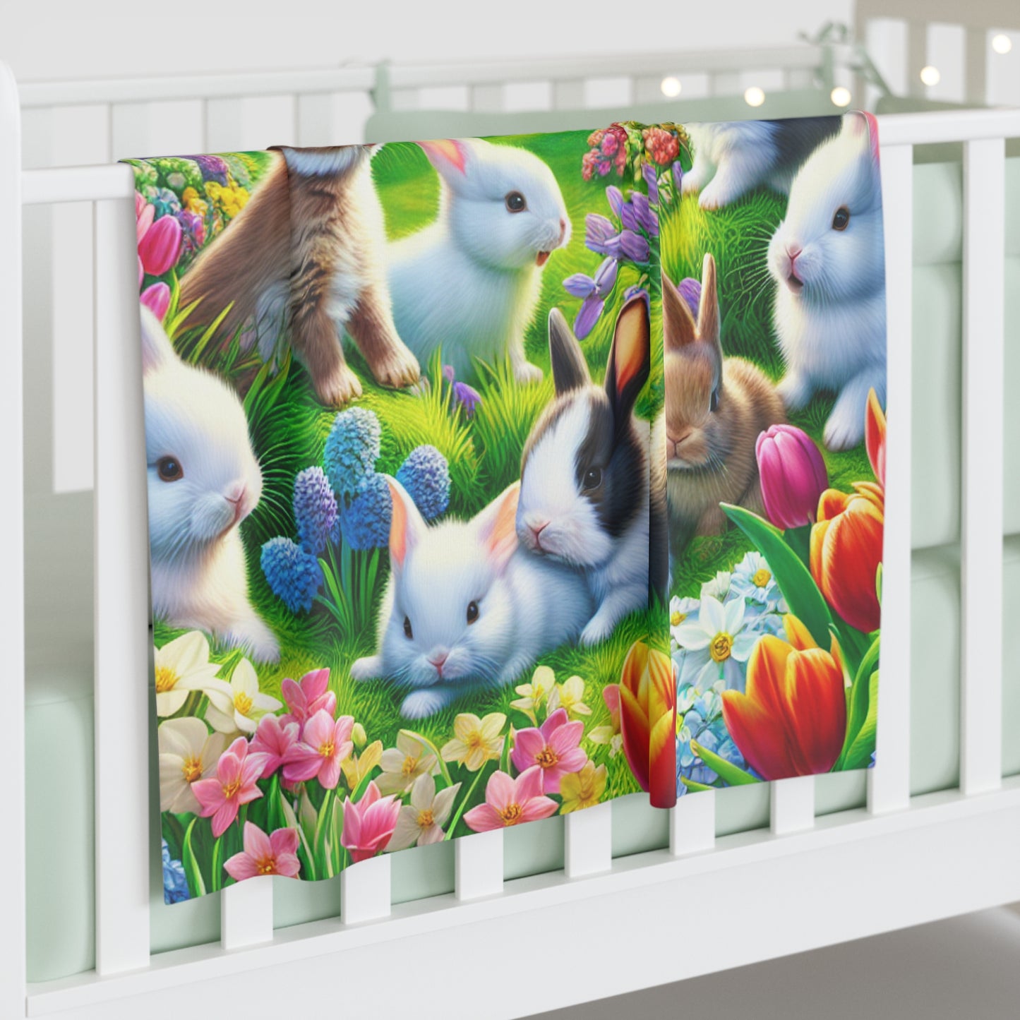 Floral Bunny Baby Swaddle Blanket - Perfect for Spring Celebrations