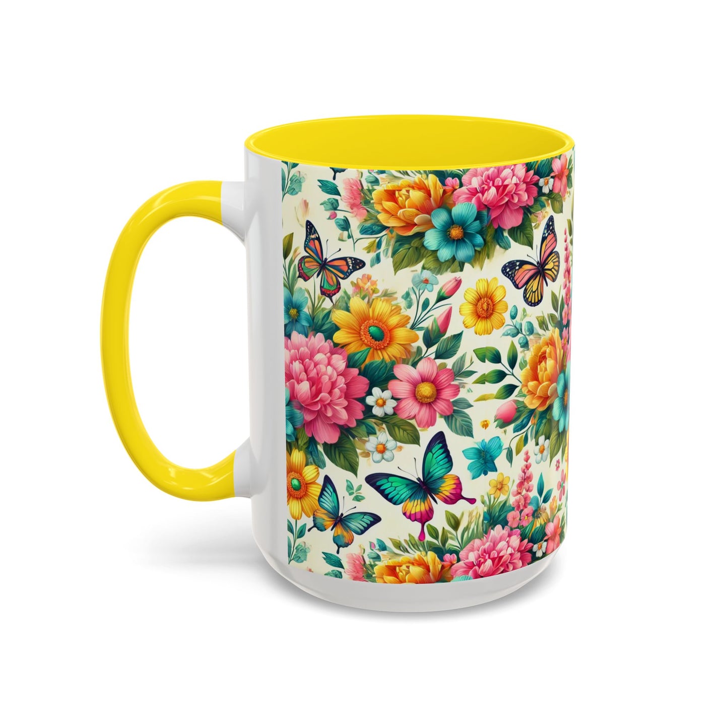 Vibrant Floral Accent Coffee Mug - Perfect for Springtime Sips